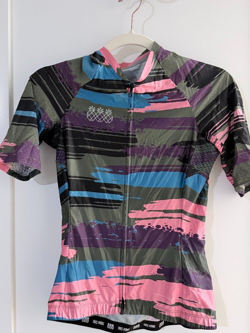 Tres Piñas Colorful Abstract Short Sleeve Cycling Jersey Women's Size L
